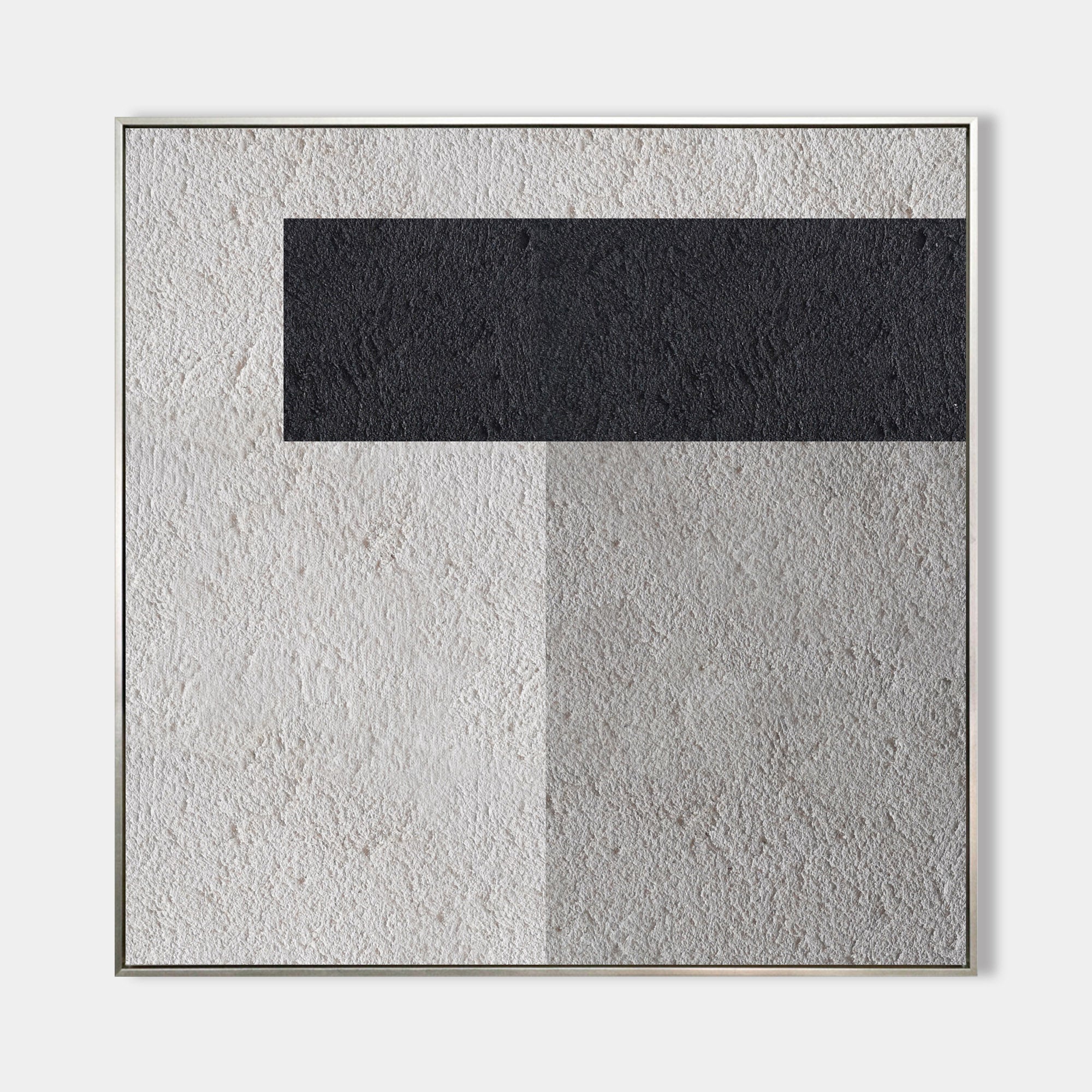 Original hand painted black ivory geometric textured oil painting canvas wall art, nordic scandinavian minimalist elegant luxury modern