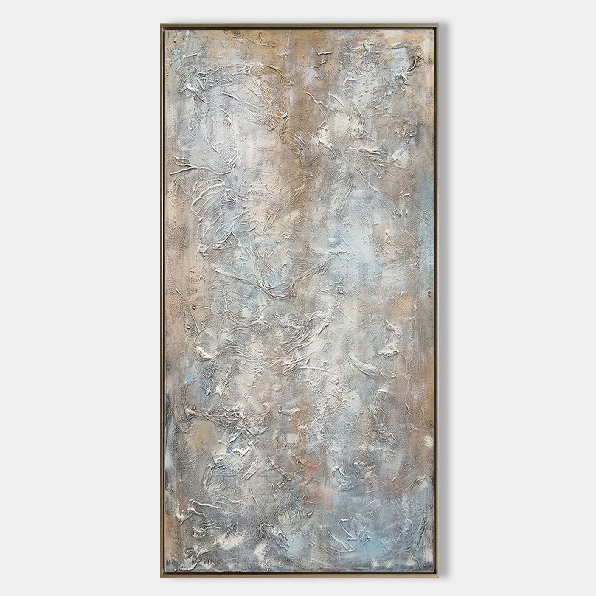 Original hand painted silver grey taupe textured abstract oil painting canvas wall art, nordic scandinavian elegant luxury modern inter