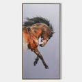 Original hand painted sienna bay horse abstract oil painting canvas wall art, elegant modern nordic scandinavian luxury living room hom