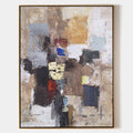 Hand painted original abstract oil painting canvas, textured amber gold navy slate geometric blocks, elegant luxury modern nordic scand