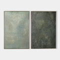 Original hand painted sage green abstract oil painting canvas wall art set of 2, nordic scandinavian minimalist elegant luxury modern i