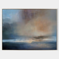 Original hand painted amber navy abstract coastal oil painting canvas wall art, nordic scandinavian elegant luxury modern living room h