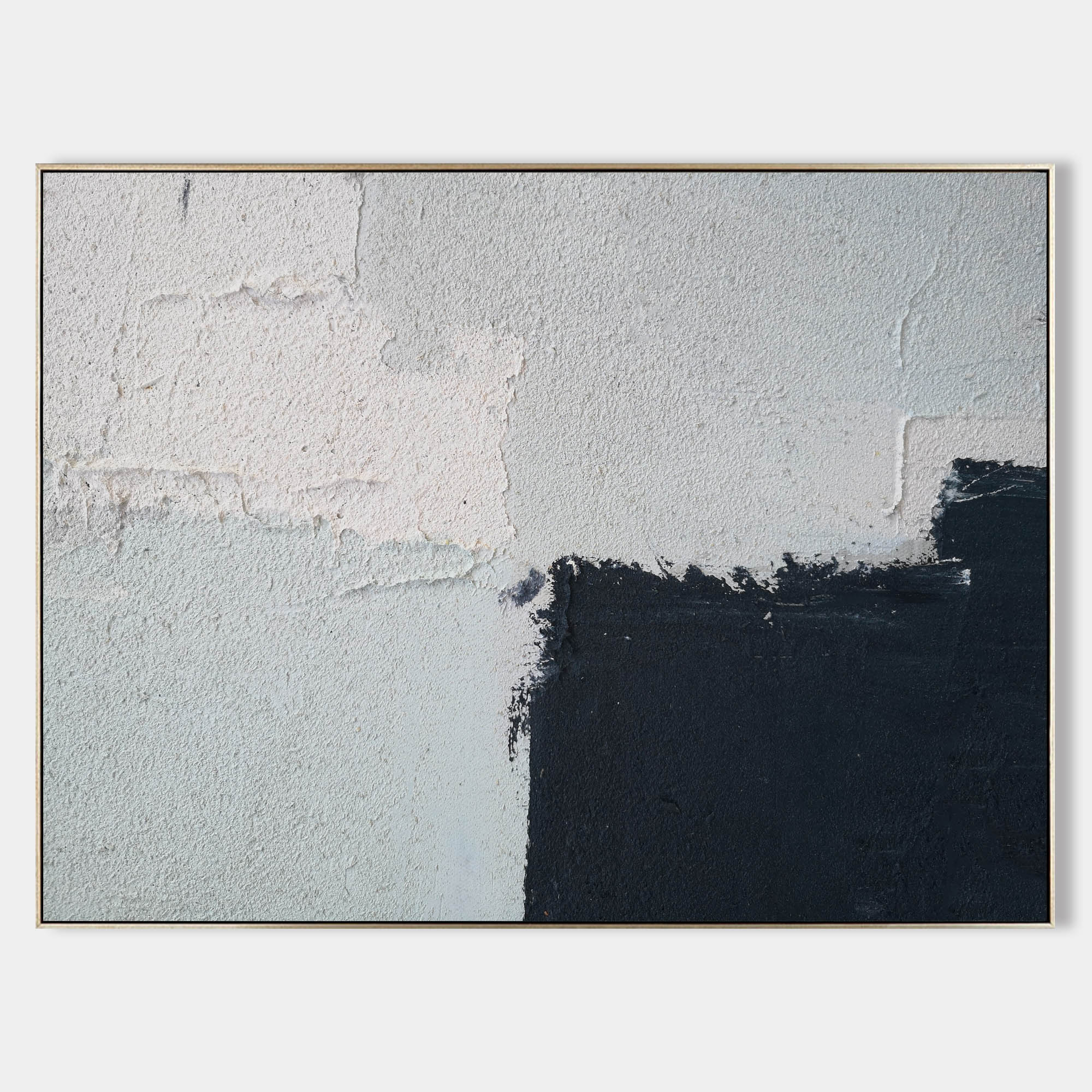 Original hand painted black white textured abstract oil painting canvas wall art, nordic scandinavian minimalist elegant luxury modern