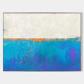 Original hand painted teal blue purple abstract oil painting canvas wall art, nordic scandinavian elegant luxury modern coastal living