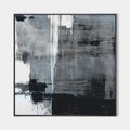 Original hand painted charcoal grey black white abstract oil painting canvas wall art, nordic scandinavian minimalist elegant luxury mo