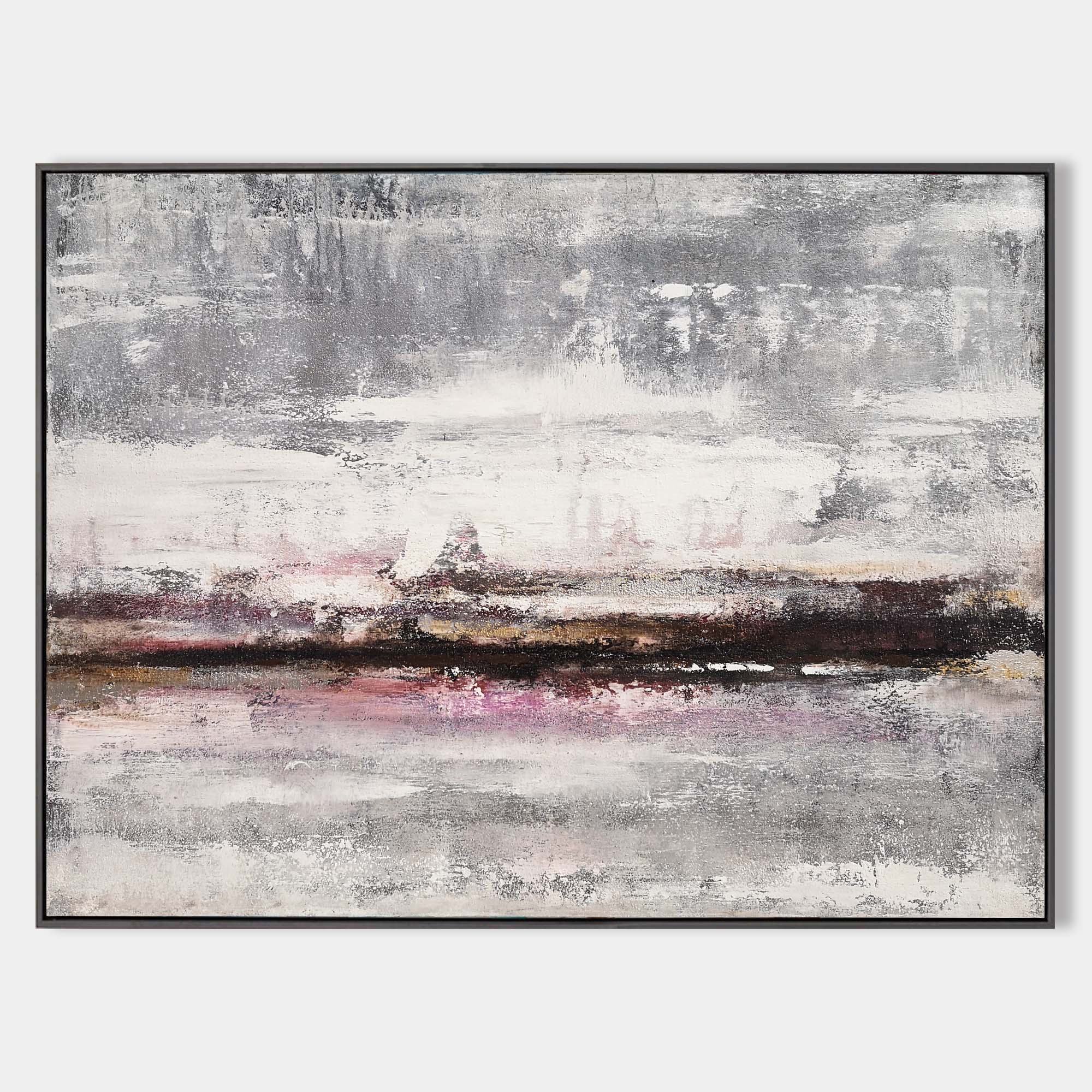 Original hand painted grey blush pink abstract oil painting canvas wall art, nordic scandinavian minimalist elegant luxury modern livin