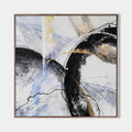 Original hand painted black gold white abstract oil painting canvas wall art, nordic scandinavian elegant luxury modern living room int