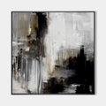 Original hand painted charcoal black gold abstract oil painting canvas wall art, nordic scandinavian elegant luxury modern living room
