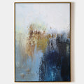 Original hand painted navy blue amber gold coastal abstract oil painting canvas wall art, nordic scandinavian elegant luxury modern liv