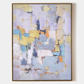 Original hand painted lavender dusty blue gold abstract oil painting canvas wall art, modern scandinavian elegant luxury home decor int