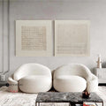 Original hand painted ivory cream textured abstract oil painting canvas set of 2 wall art, nordic scandinavian minimalist elegant luxur