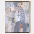 Original hand painted slate blue dusty rose abstract oil painting canvas wall art, nordic scandinavian elegant luxury modern living roo