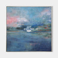 Original hand painted navy teal blush abstract coastal oil painting canvas wall art, scandinavian nordic elegant luxury modern living r