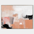 Original hand painted blush peach black abstract oil painting canvas wall art, nordic scandinavian elegant luxury modern living room ho