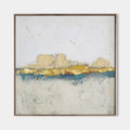 Original hand painted gold teal ivory abstract coastal oil painting canvas wall art, nordic scandinavian minimalist elegant luxury mode