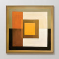 Hand painted original amber orange ivory geometric oil painting canvas wall art, nordic scandinavian elegant luxury modern living room home decor inte