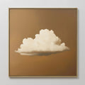Hand painted original white cloud oil painting on warm amber golden canvas wall art, nordic scandinavian elegant luxury minimalist modern home decor i
