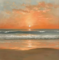 Golden Ebb Coastal Painting Art - Square