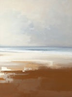 Amber Stillness Coastal Painting Art - Set of 2