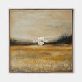 Original hand painted golden meadow oil painting canvas wall art, nordic scandinavian minimalist elegant luxury modern living room home