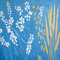 Golden Bloom Botanical Deep Painting Art - Square