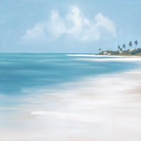 Teal Drift Coastal Deep Painting Art - Square