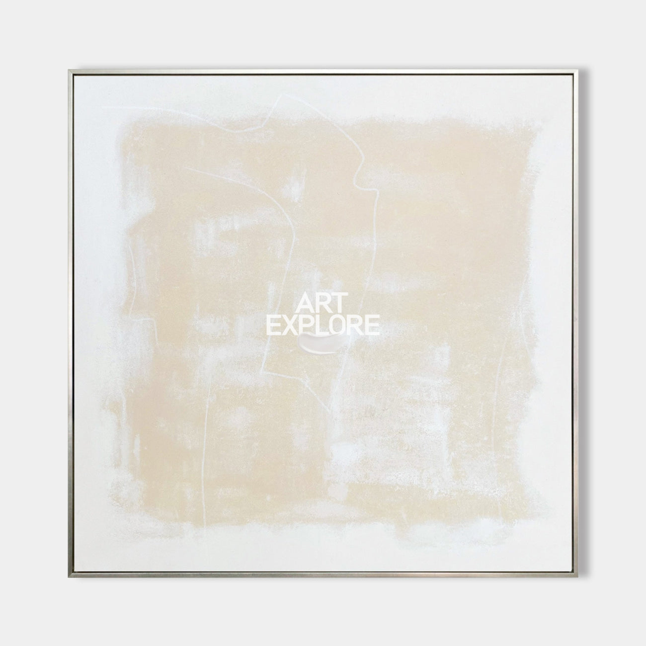 Original hand painted beige ivory abstract oil painting canvas wall art, nordic scandinavian minimalist elegant luxury modern living ro