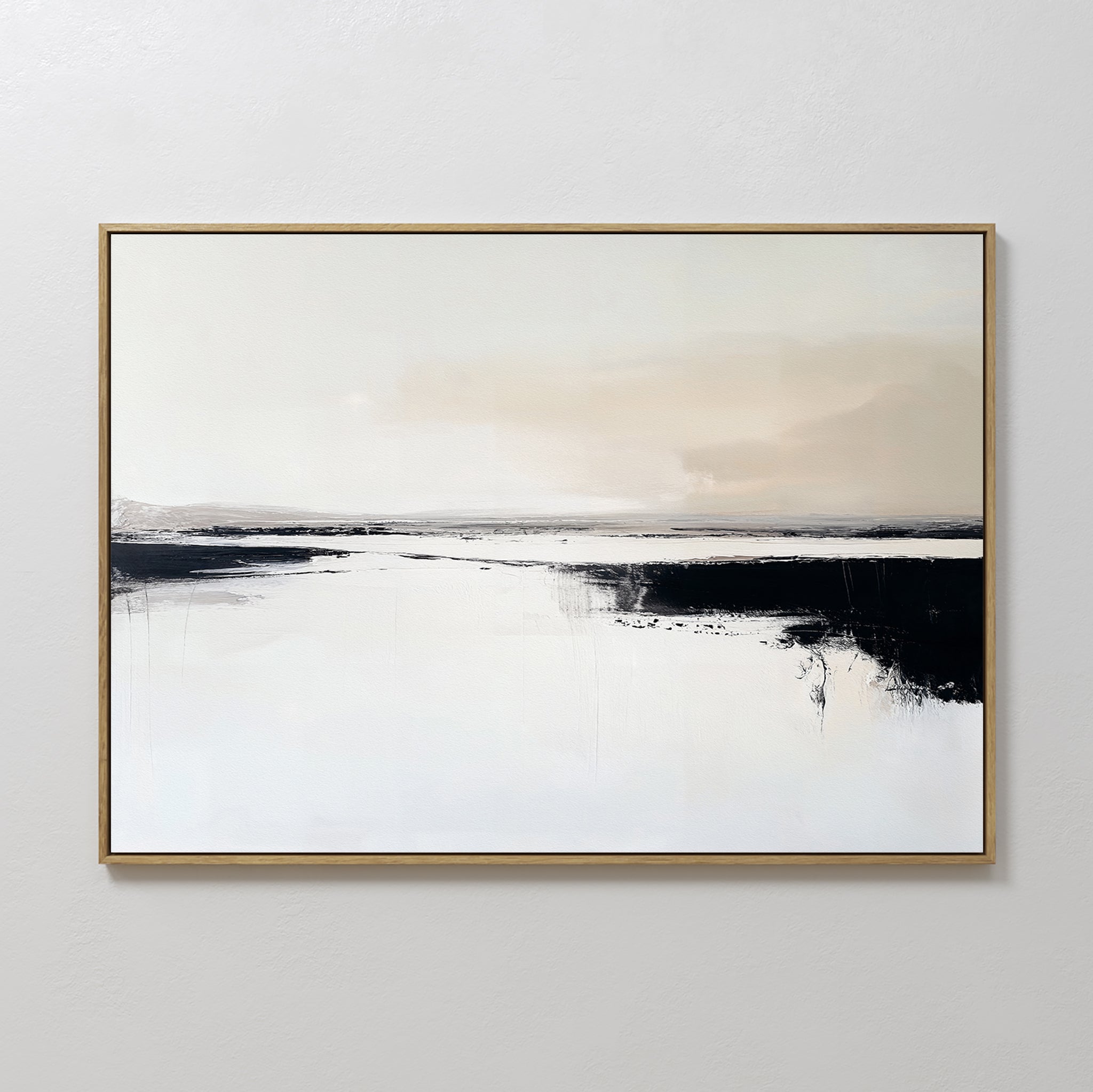 Original hand painted black white beige abstract coastal oil painting canvas wall art, nordic scandinavian minimalist elegant luxury modern home decor