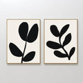 Original hand painted black ivory botanical silhouette oil painting canvas wall art set, nordic scandinavian elegant luxury minimalist modern home dec