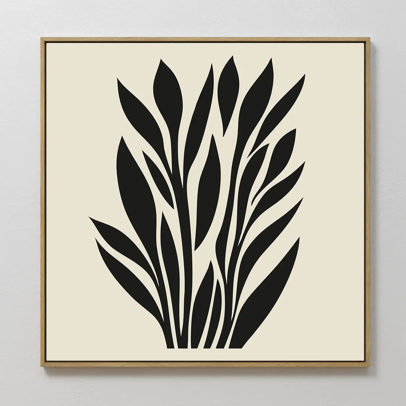 Original hand painted black ivory botanical silhouette oil painting canvas wall art, nordic scandinavian elegant minimalist luxury modern home decor i
