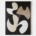 Original hand painted black ivory abstract oil painting canvas wall art, bold organic shapes scandinavian minimalist elegant luxury mod