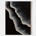 Original hand painted black ivory textured coastal wave abstract oil painting canvas wall art, nordic scandinavian elegant luxury moder