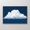 Hand painted original white cumulus cloud oil painting on deep navy blue canvas wall art, nordic scandinavian elegant luxury modern living room home d