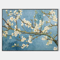 Original hand painted white blossom branch oil painting canvas wall art, nordic scandinavian elegant luxury botanical modern living roo