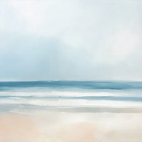 Mist Stillness Coastal Soft Painting Art - Square
