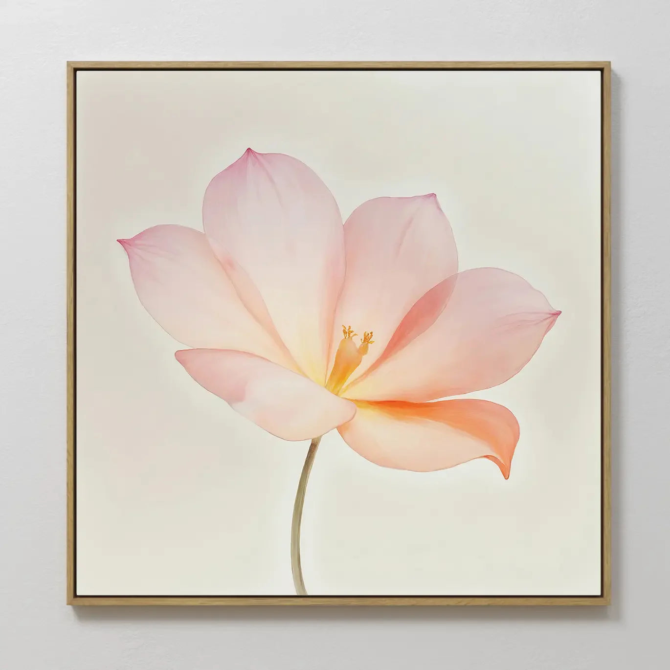 Original hand painted blush pink peach floral oil painting canvas wall art, nordic scandinavian minimalist elegant luxury modern bedroom home decor in
