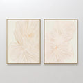 Original hand painted ivory warm gold floral line art oil painting canvas set of 2, nordic scandinavian elegant luxury minimalist modern living room h