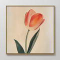Original hand painted red orange tulip botanical oil painting canvas wall art, nordic scandinavian minimalist elegant luxury modern home decor interio