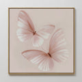 Original hand painted blush pink butterfly oil painting canvas wall art, nordic scandinavian elegant luxury minimalist modern bedroom home decor inter