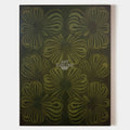 Original hand painted olive green abstract botanical oil painting canvas wall art, nordic scandinavian elegant luxury modern living roo