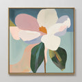 Original hand painted white blush pink magnolia botanical oil painting canvas wall art, nordic scandinavian elegant luxury modern living room home dec