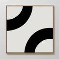 Original hand painted black ivory geometric curved arc oil painting canvas wall art, nordic scandinavian elegant luxury modern minimalist home decor i