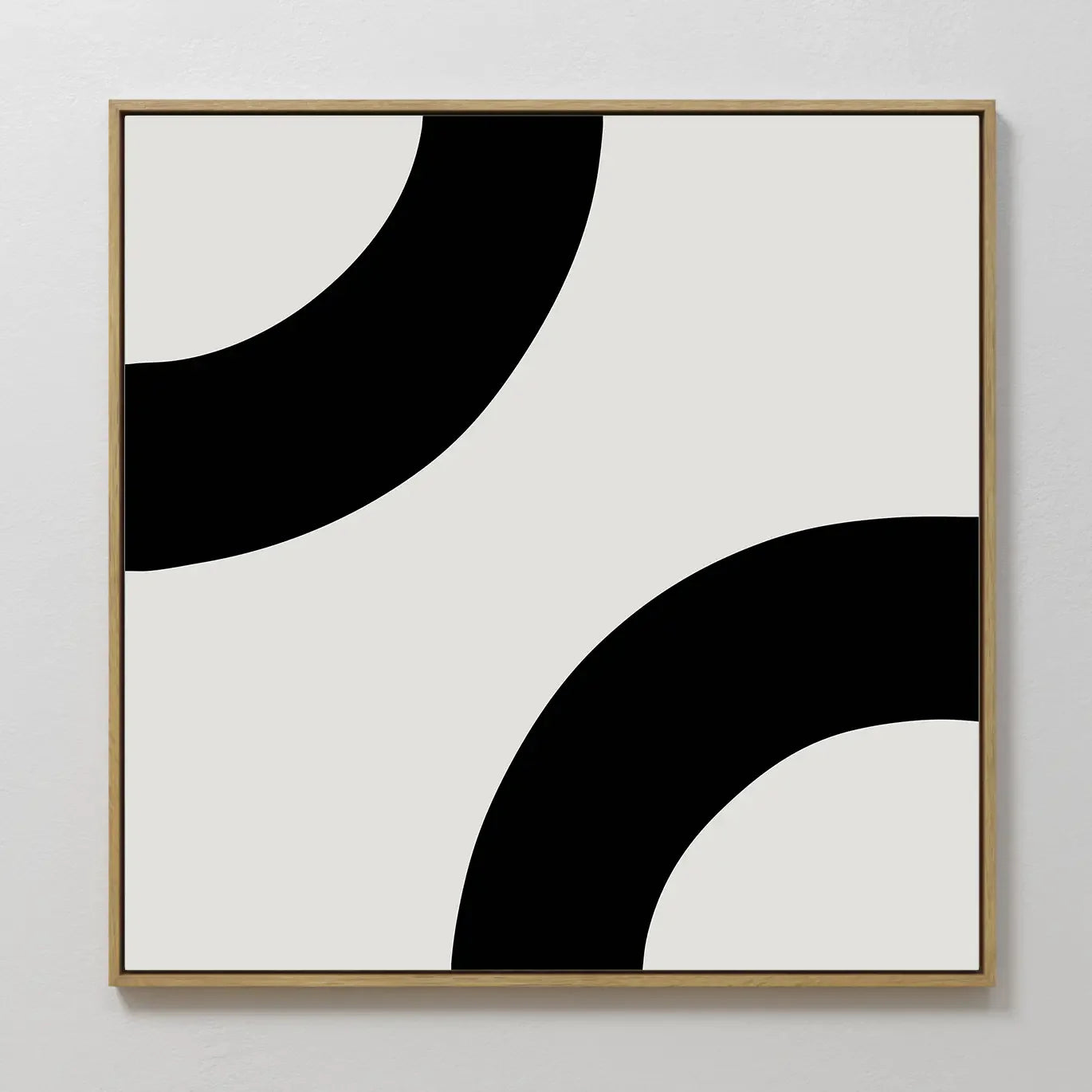 Original hand painted black ivory geometric curved arc oil painting canvas wall art, nordic scandinavian elegant luxury modern minimalist home decor i
