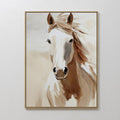 Original hand painted palomino horse oil painting canvas wall art, warm beige chestnut ivory tones, nordic scandinavian elegant luxury modern home dec