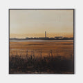 Original hand painted amber charcoal industrial landscape oil painting canvas wall art, nordic scandinavian elegant luxury modern livin
