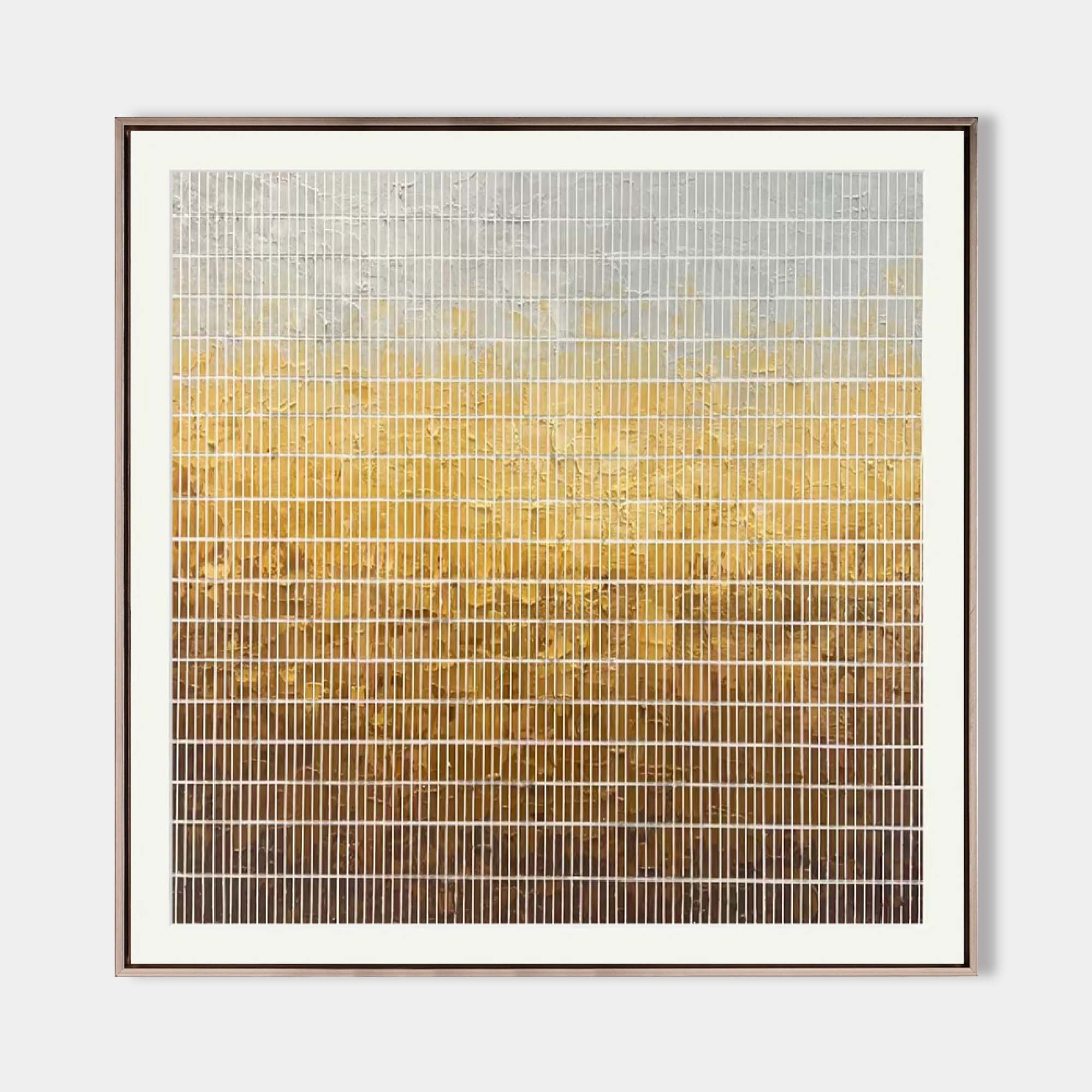 Original hand painted amber gold geometric oil painting canvas wall art, nordic scandinavian minimalist elegant luxury modern living ro