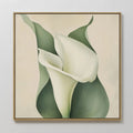 Hand painted original ivory white calla lily botanical oil painting canvas wall art, nordic scandinavian elegant luxury modern home decor interior des
