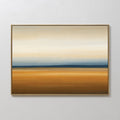 Original hand painted ochre amber navy blue abstract landscape oil painting canvas wall art, nordic scandinavian elegant minimalist luxury modern home