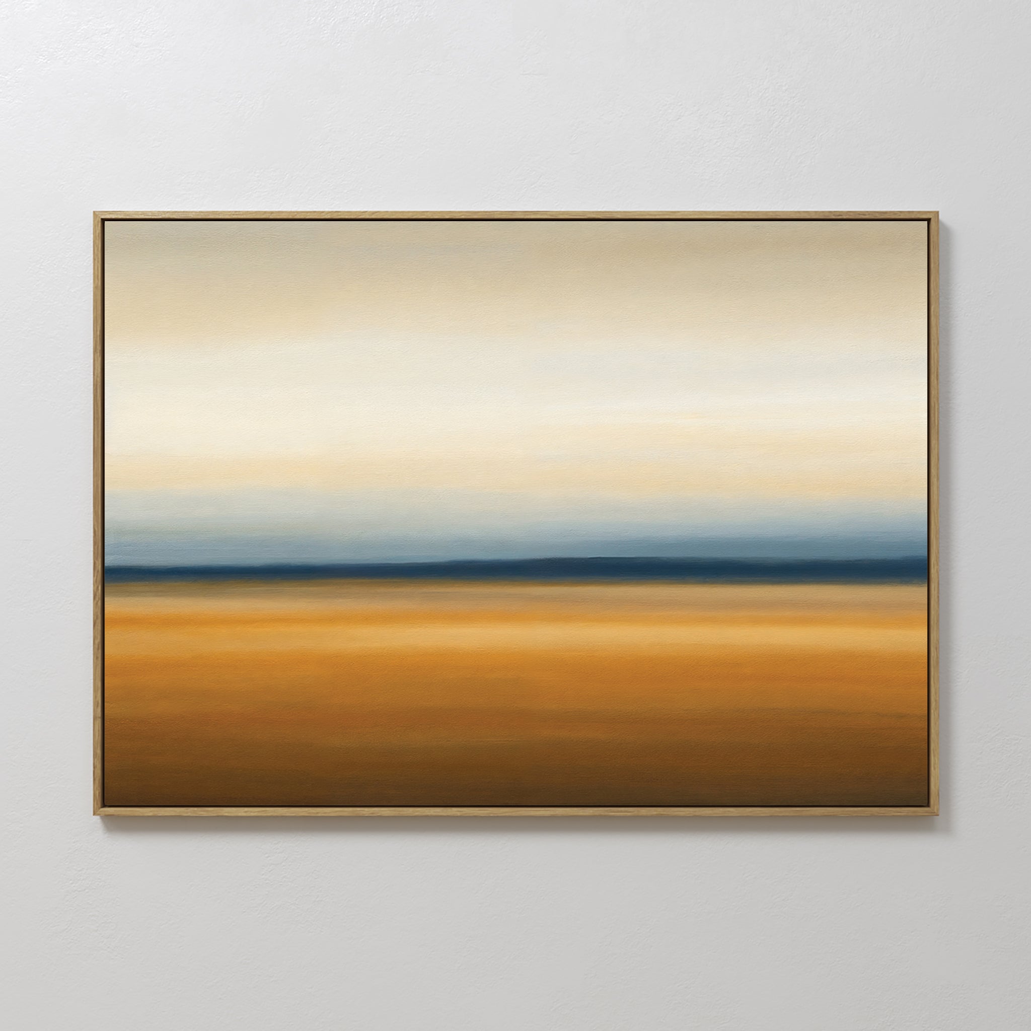 Original hand painted ochre amber navy blue abstract landscape oil painting canvas wall art, nordic scandinavian elegant minimalist luxury modern home