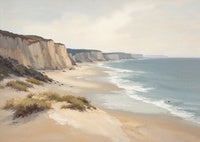 Pearl Solitude Coastal Painting Art - Horizontal